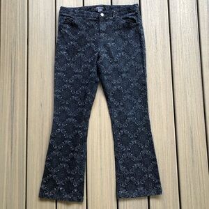 Etcetera Embossed Black Flare 5 Pocket Jeans Size 8